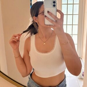 WHITE LACE TRIM CROP TOP ☁️✨